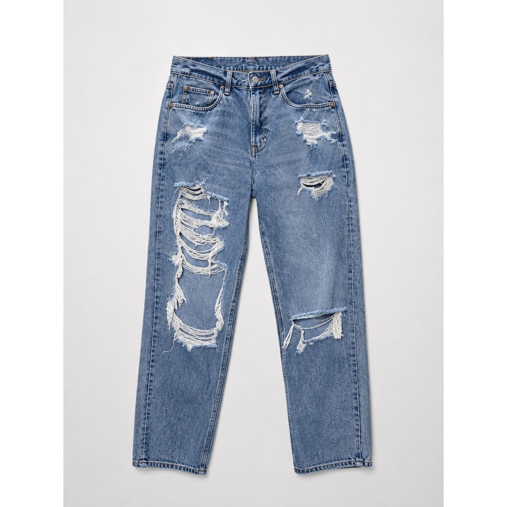 American Eagle Highest Rise 90's Mom Jeans Distressed Medium Wash Womens Size 2